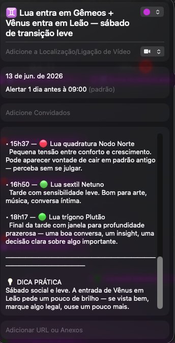 Aspectos do dia com horários e interpretações curtas, seguidos da Dica Prática do sábado